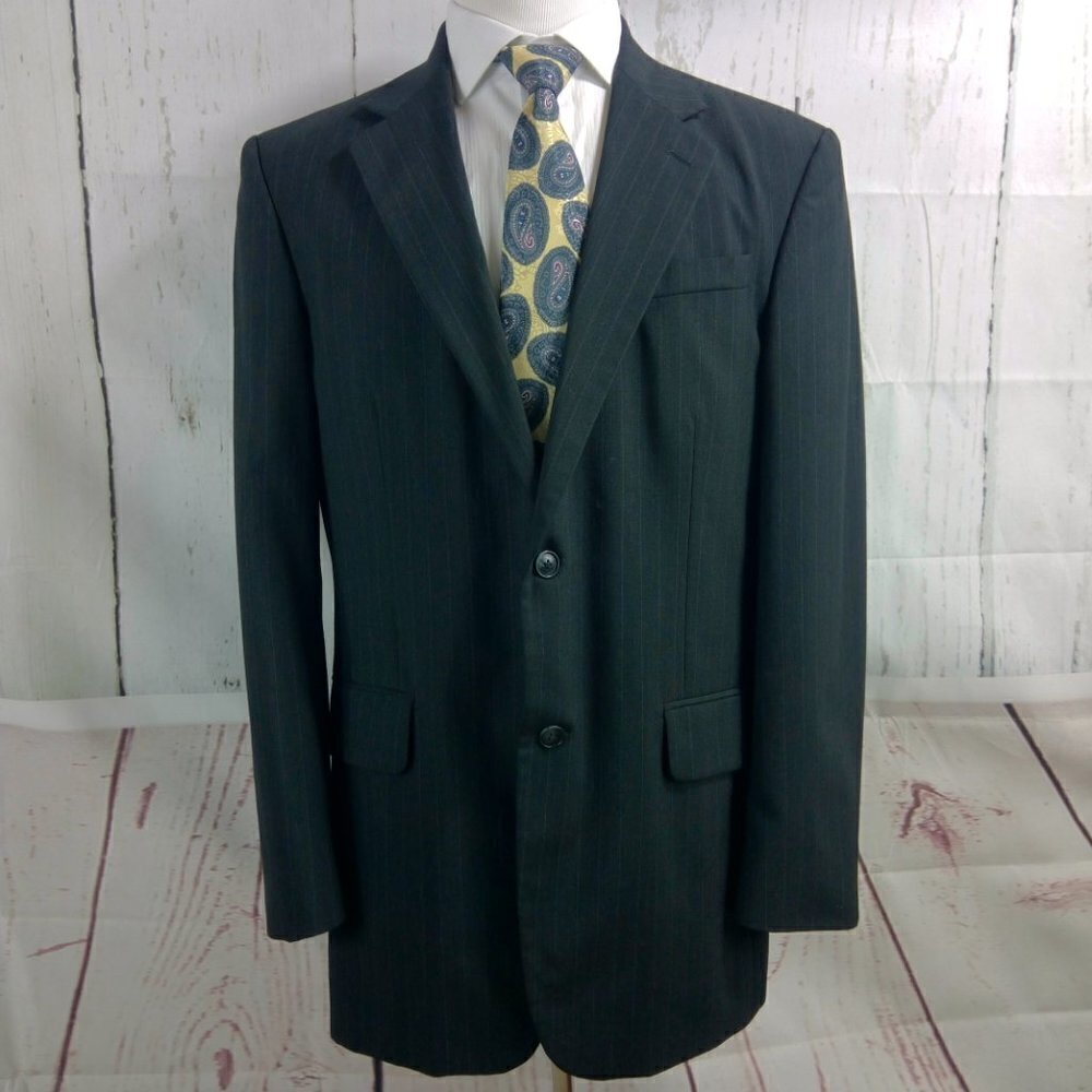 David Taylor Charcoal Striped Suit Blazer 42L